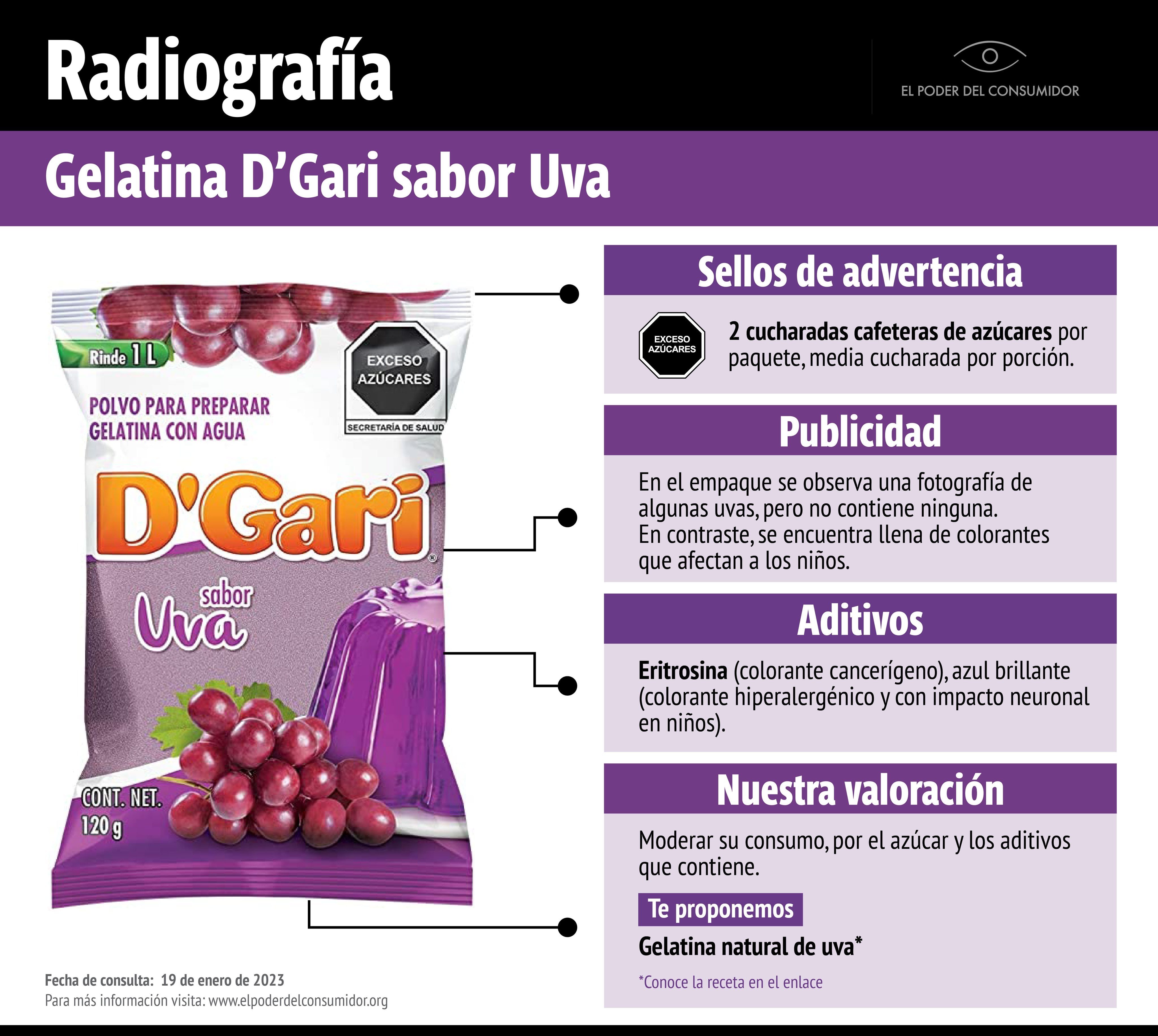 Profeco emite alerta sobre gelatina de D' Gari