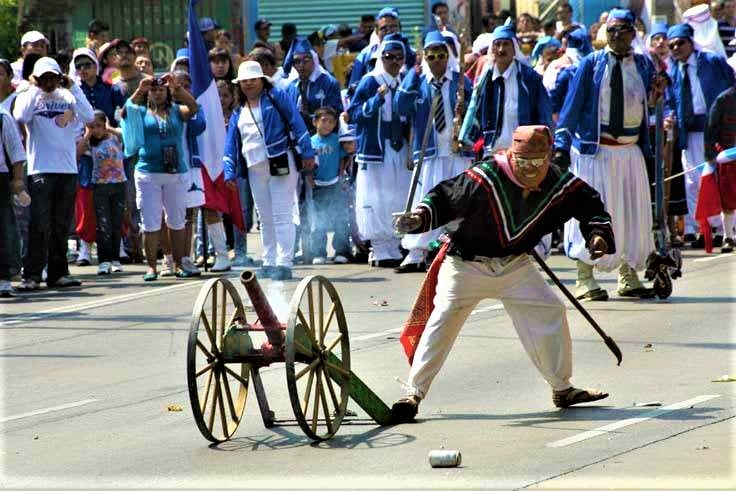 Representación de la batalla de Puebla en el Peñón de los Baños