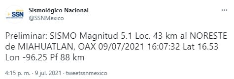 Reporta SSN sismo en Mihuatlán
