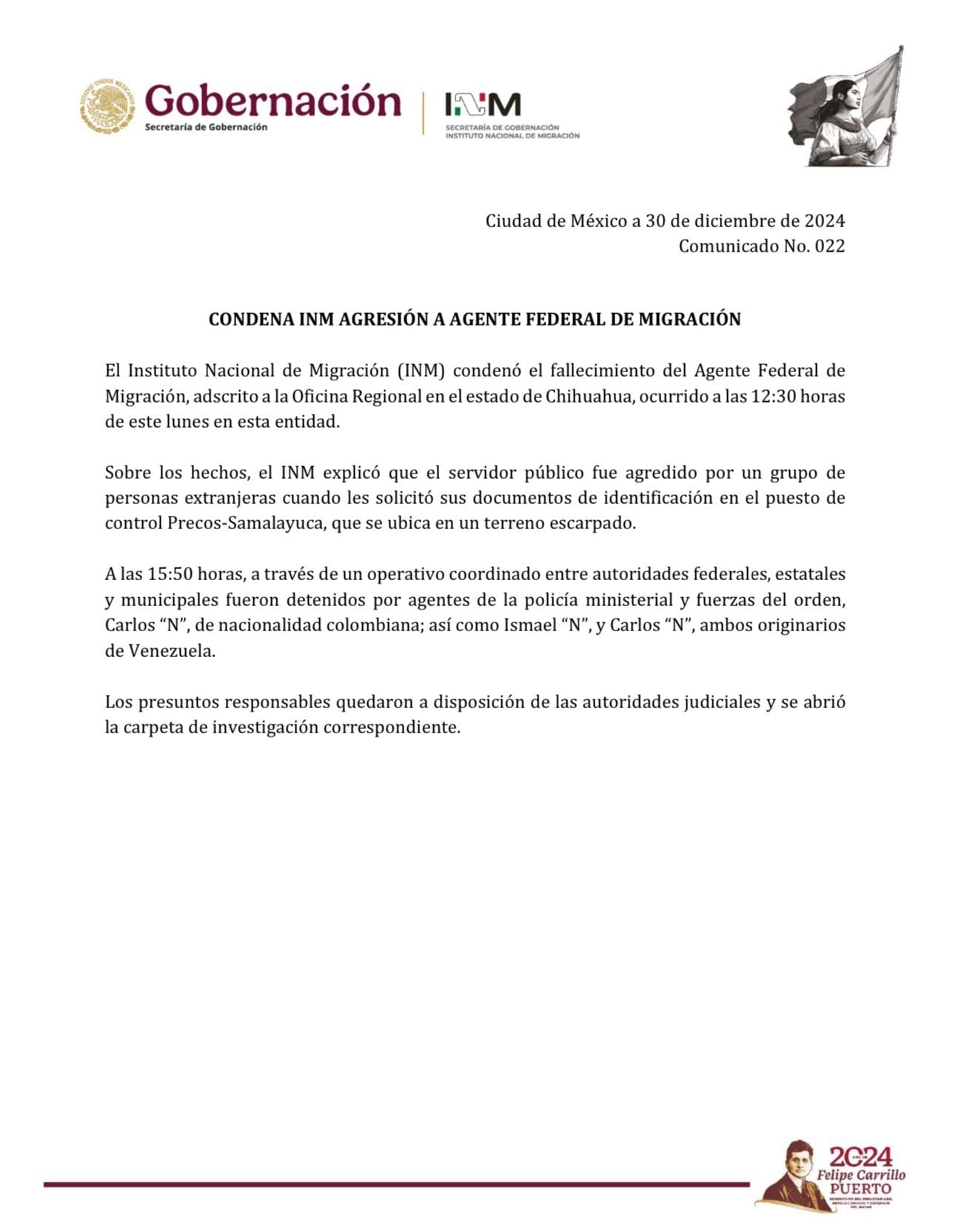 Comunicado: INM Ciudad Juárez, Chihuahua.