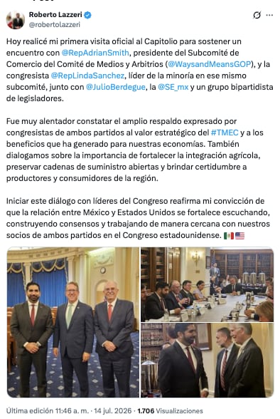Roberto Lazzeri revela motivo de su visita al Capitolio