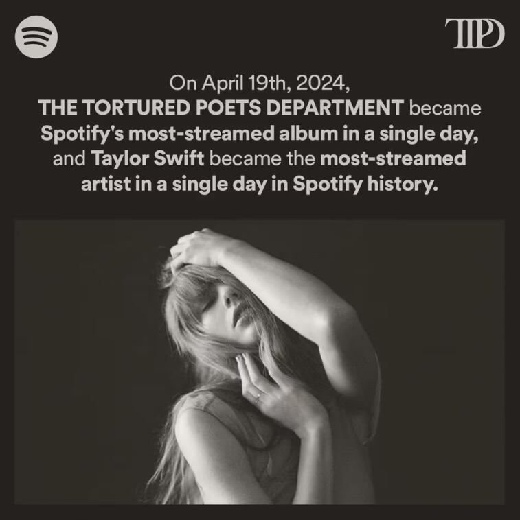 Taylor Swift rompió récord con The Tortured Poets Department