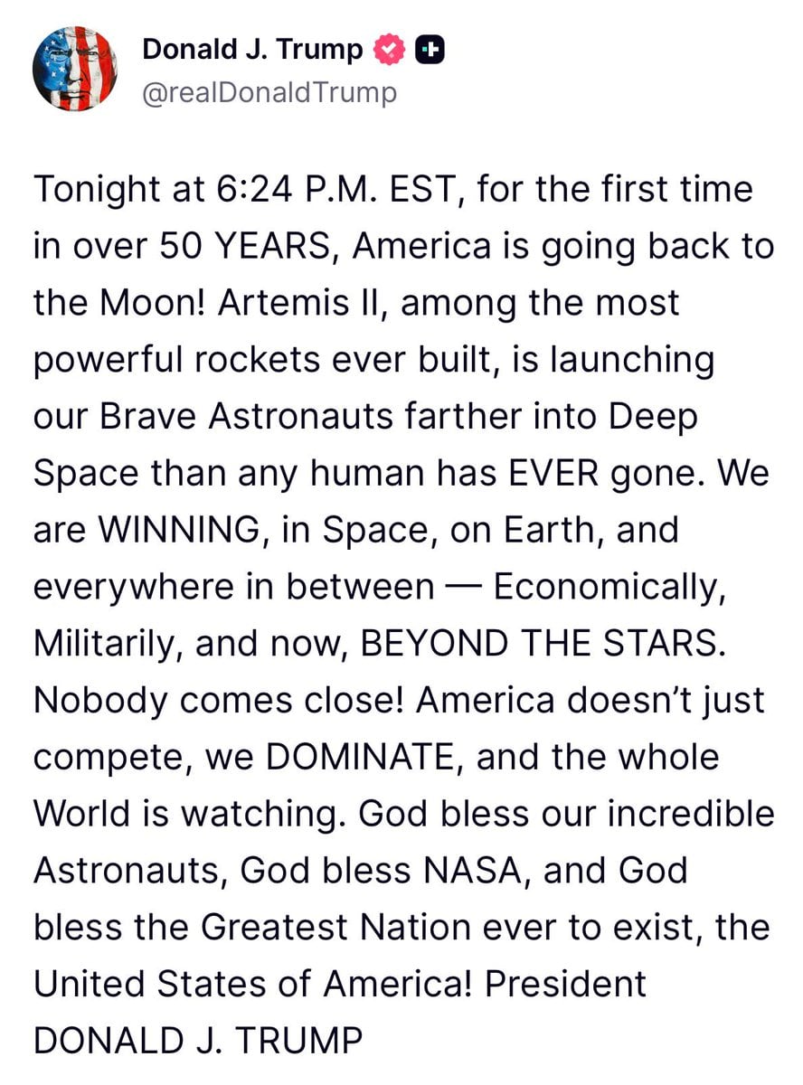 Donald Trump por el Artemis II