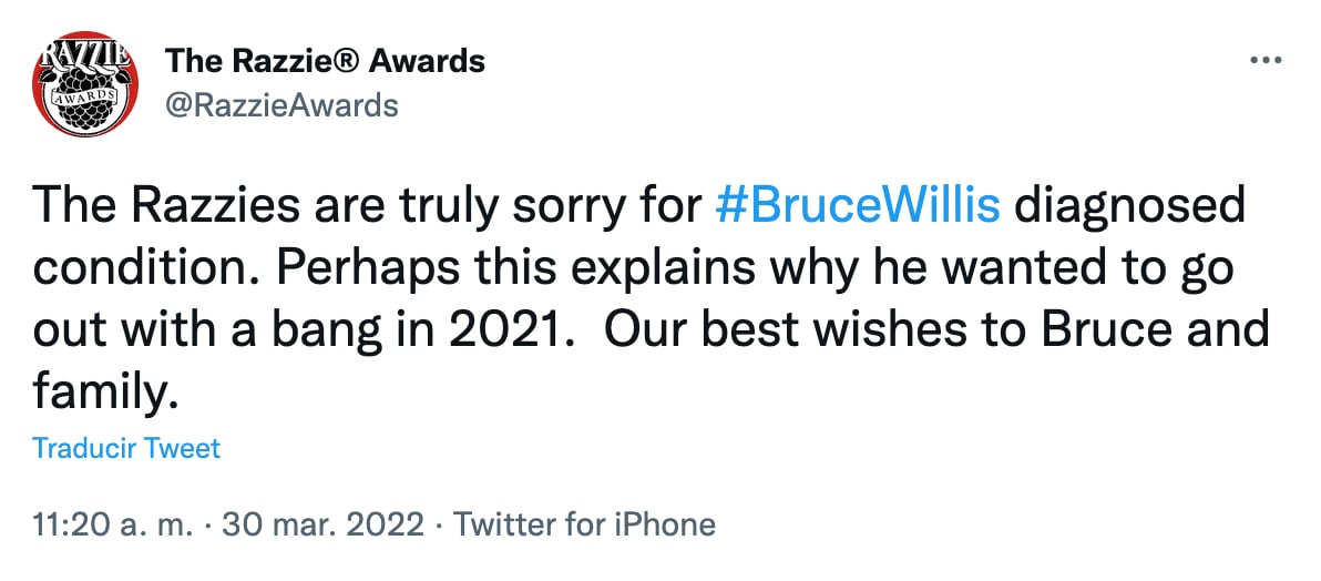 Los Razzies acerca de Bruce Willis