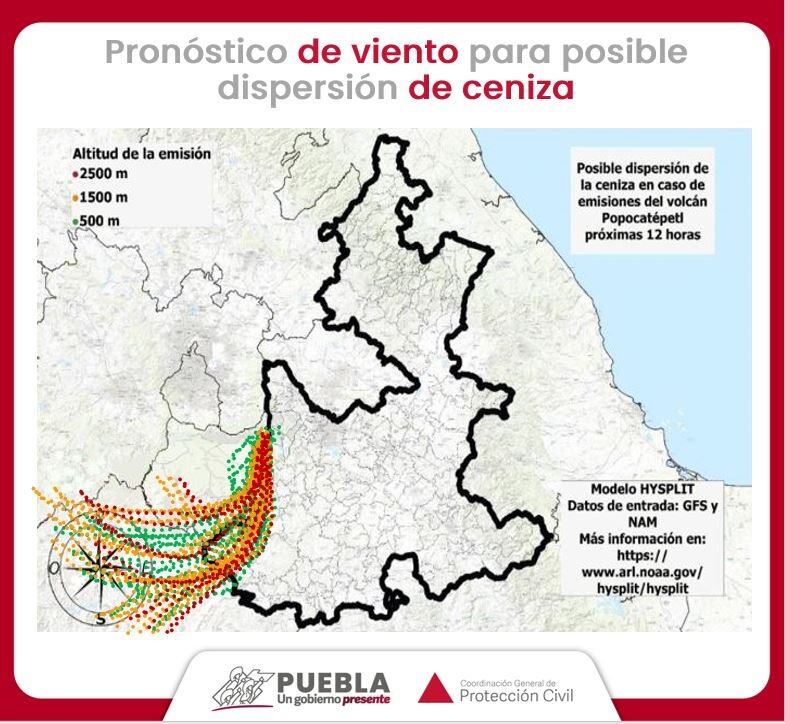 Modelo de dispersión de ceniza del Volcán Popocatépetl