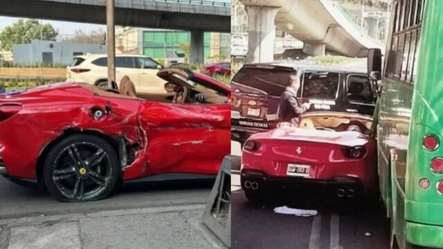 Ferrari choca en Periférico Sur