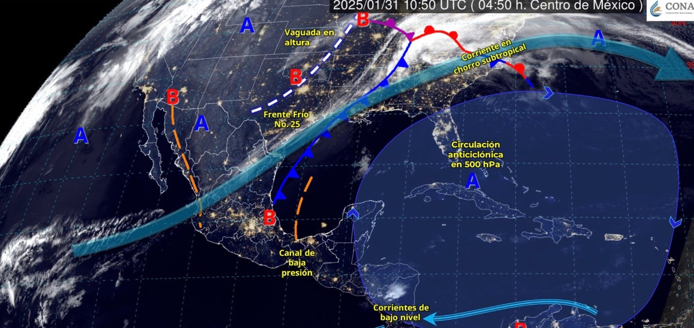 Frente Frío 25 hoy 31 de enero de 2025