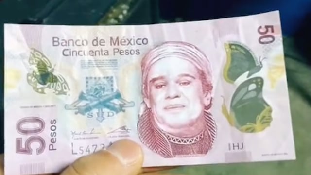 Billete falso de 50 pesos con cara de Juan Gabriel