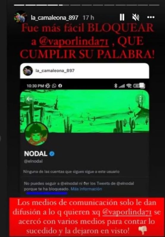 Capturas de mensajes de Christian Nodal