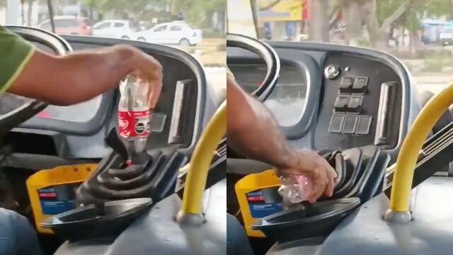 Chofer usa botella de plástico como palanca