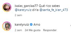 Isaías García copia el post de Santa Fe Klan con Karely Ruiz.