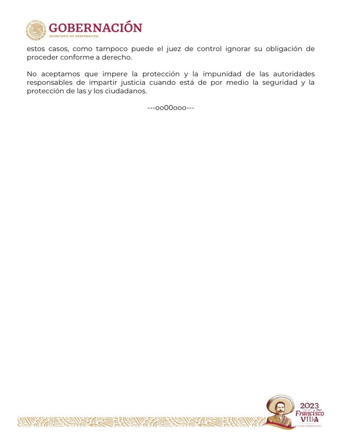 Secretaria de Gobernación se pronuncia  sobre caso Uriel Carmona