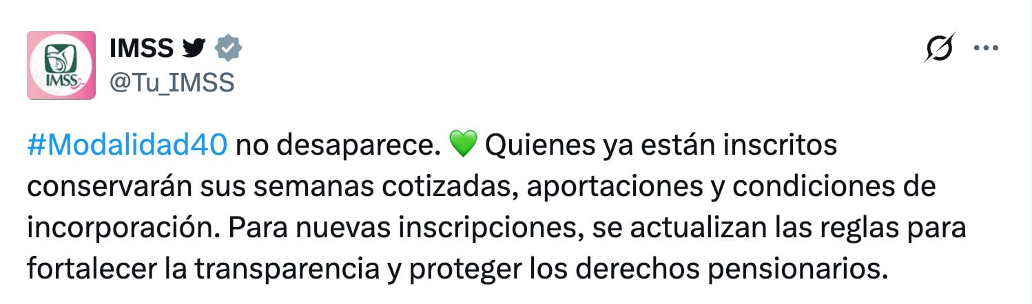 La Modalidad 40 no desaparece: esto aclara el IMSS sobre las pensiones