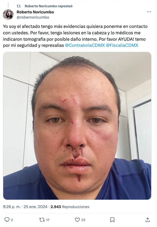 Ciudadano denuncia que lo golpearon por querer saludar a Sandra Cuevas