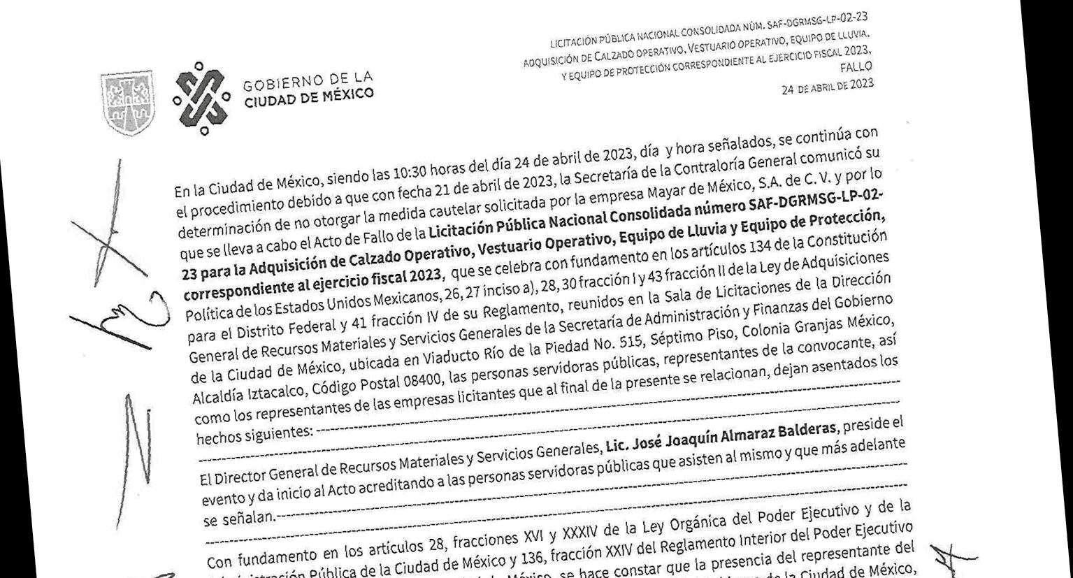 Licitación Pública Nacional Consolidada número SSF-DGRMSM-LP-02-23 “para la adquisición de calzado operativo, vestuario operativo, equipo de lluvia y equipo de protección correspondiente al ejercicio fiscal 2023″