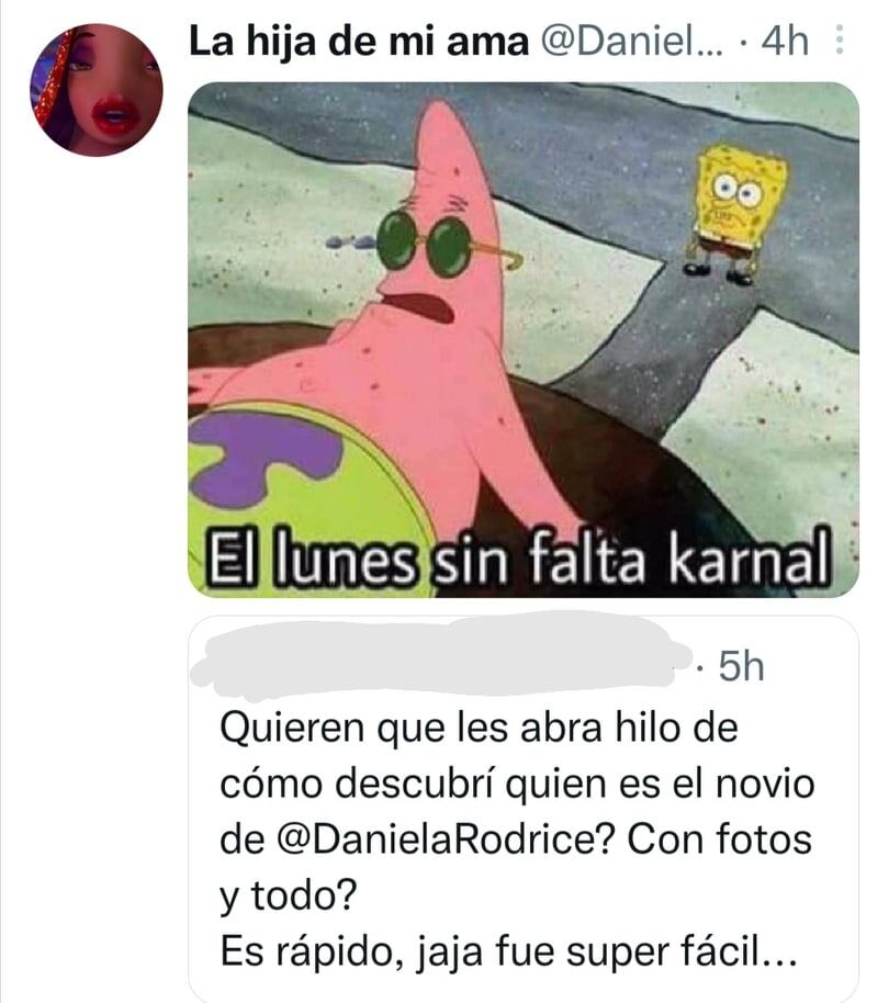 Daniela Rodrice responde a quien quiere revelar la identidad de su novio, el sugar.