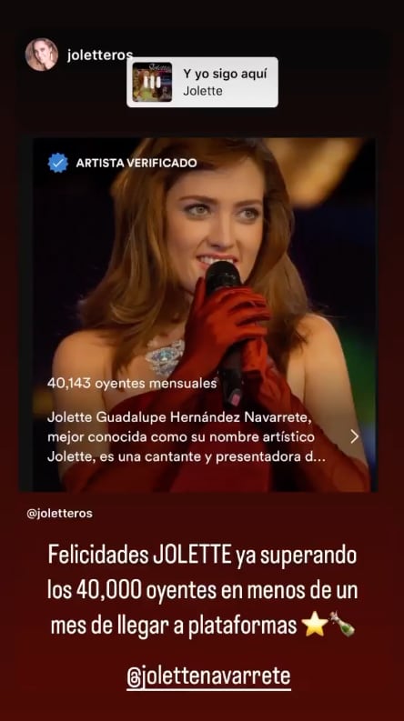 Jolette en Spotify ya está verificada.