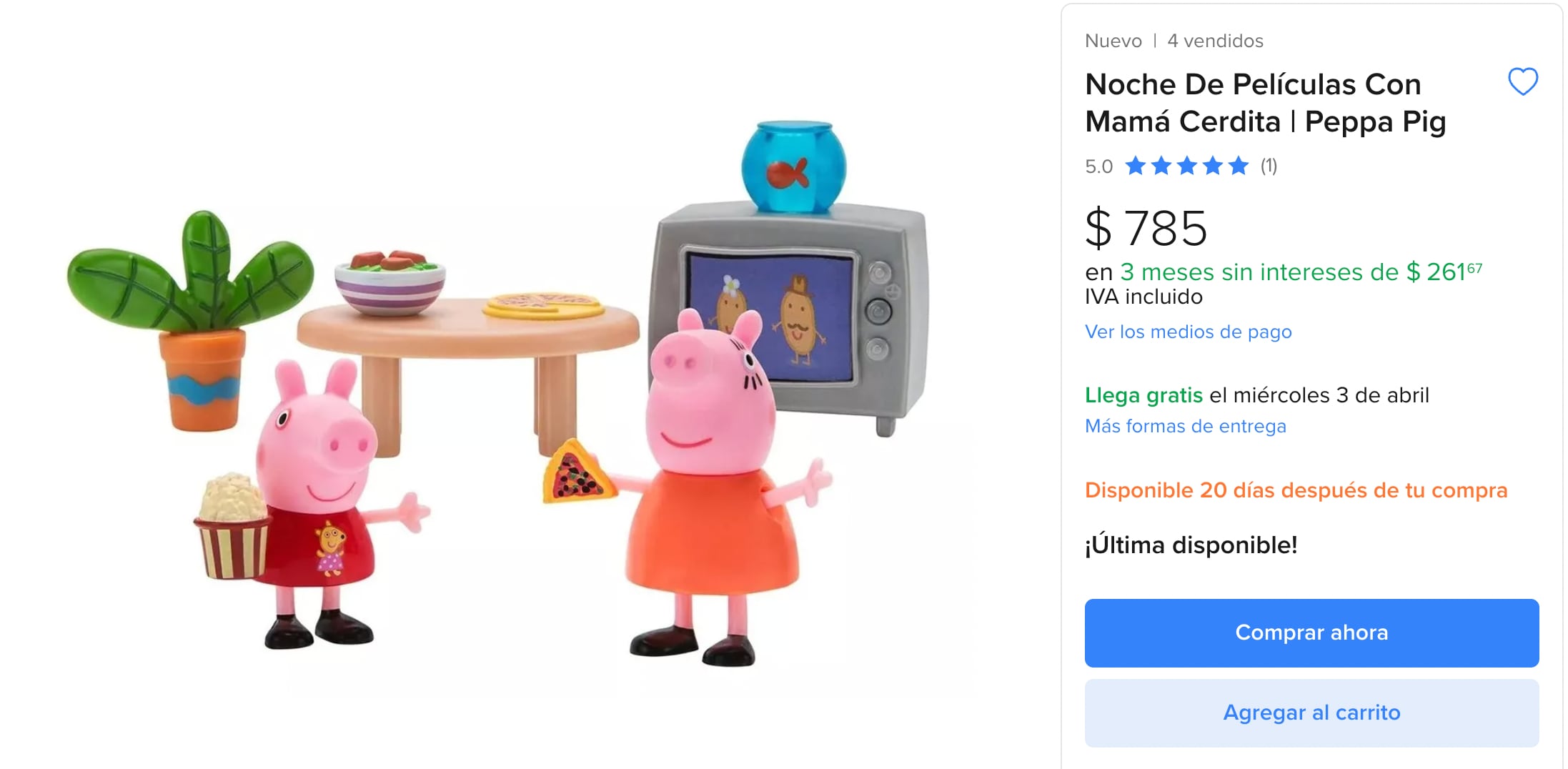 Set Peppa Pig y Mamá Cerdita ‘Noche de películas’