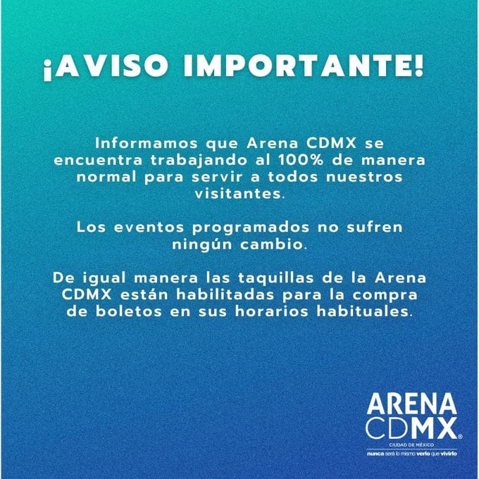Comunicado de la Arena Ciudad de México