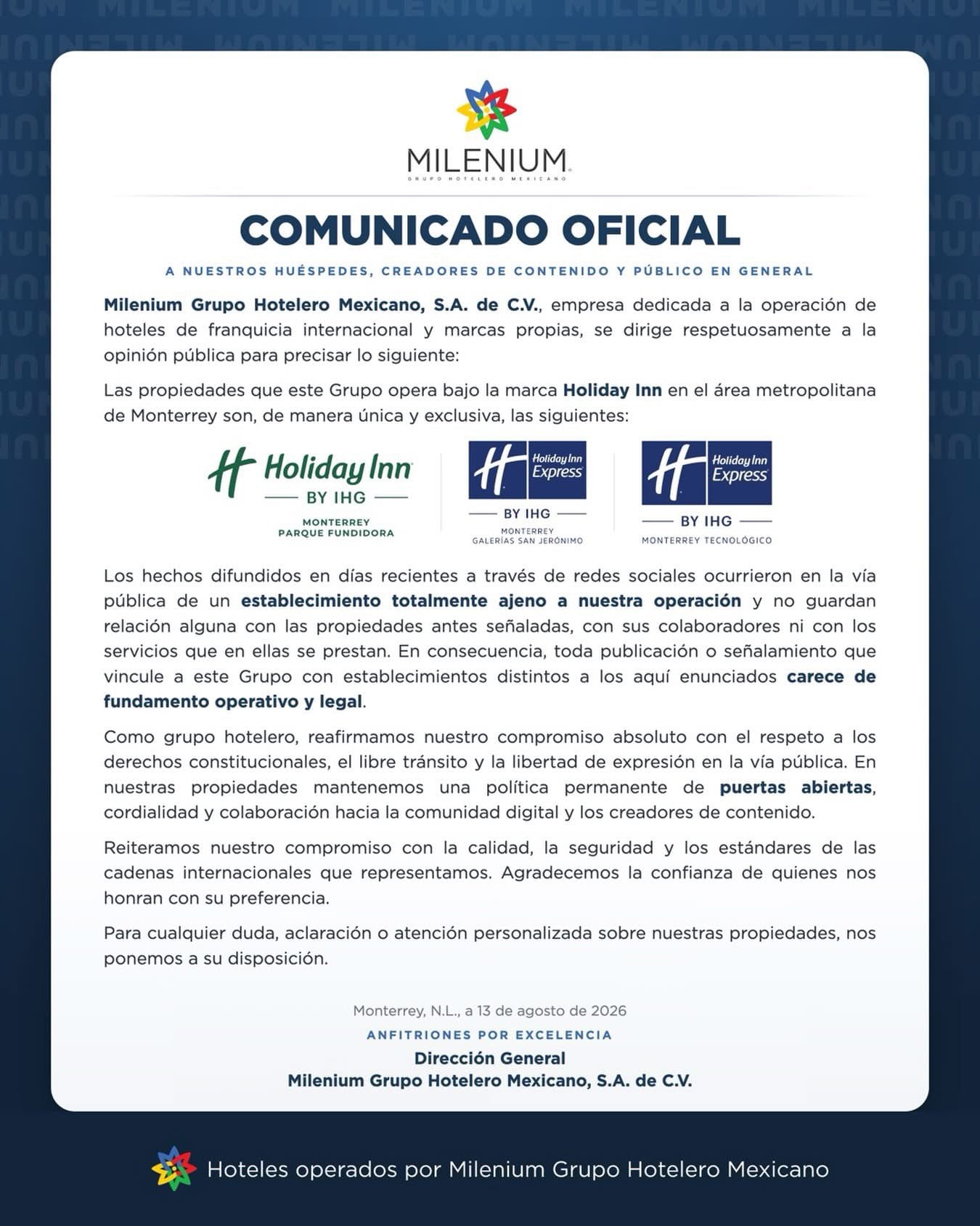 Ray Monsiváis denuncia agresión de guardia mientras grababa un Holiday Inn en Monterrey