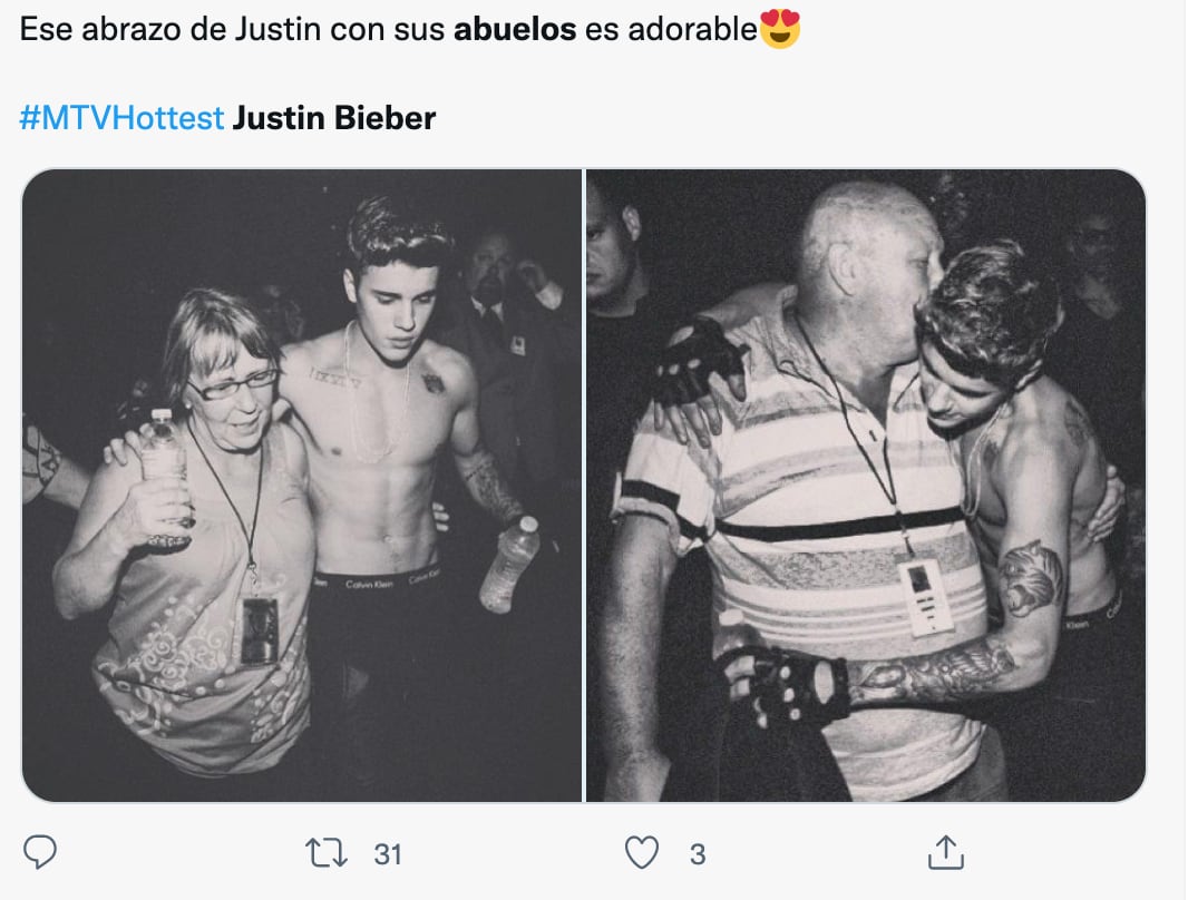 Justin Bieber y sus abuelos