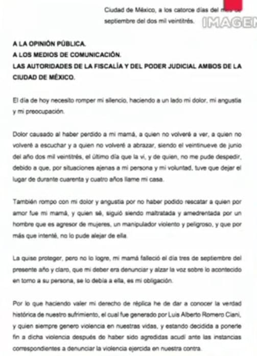 Trabajadora de Yolanda Ciani, se defiende de acusaciones de Luis Alberto Romero.