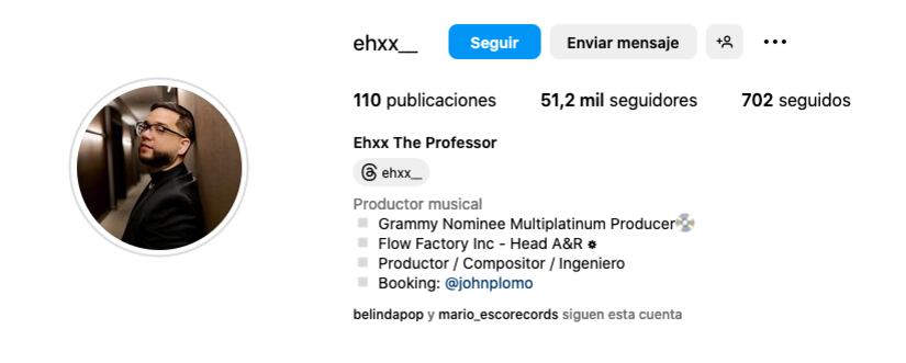 Ehxx The professor, productor con el que Belinda trabaja.