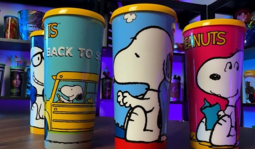 Vasos coleccionables de Snoopy en Cinemex por el 75 aniversario de Peanuts