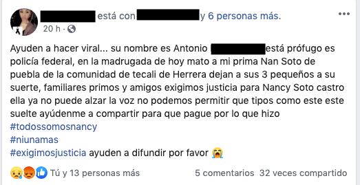 Familiares de Nancy en redes.
