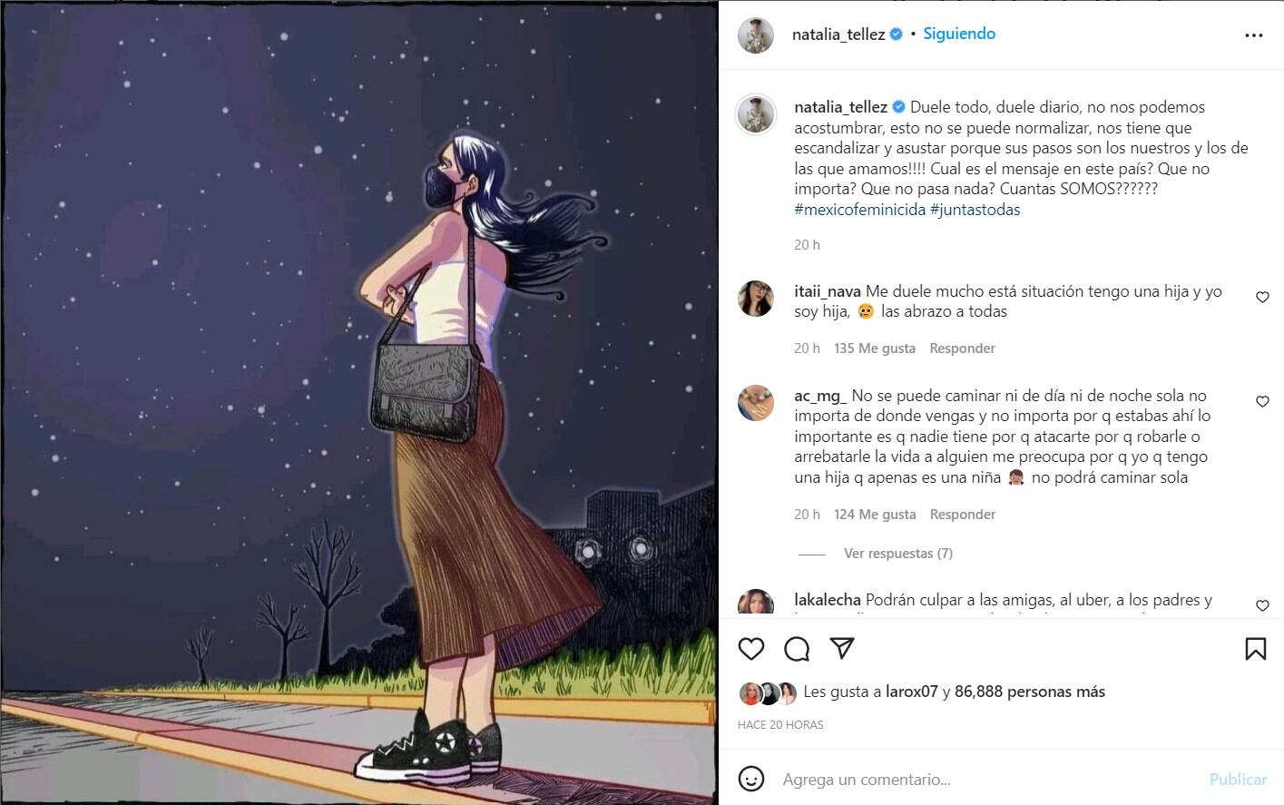 Post de Natalia Téllez sobre Debanhi Escobar