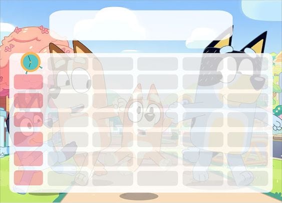 Horario escolar de Bluey para imprimir