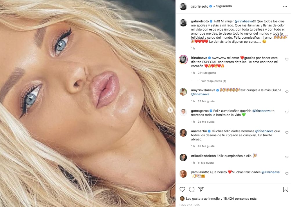 Gabriel Soto dedica amoroso mensaje a Irina Baeva