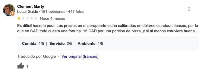 Malas reseñas de pizzería Famous Famiglia del Aeropuerto Internacional de Cancún