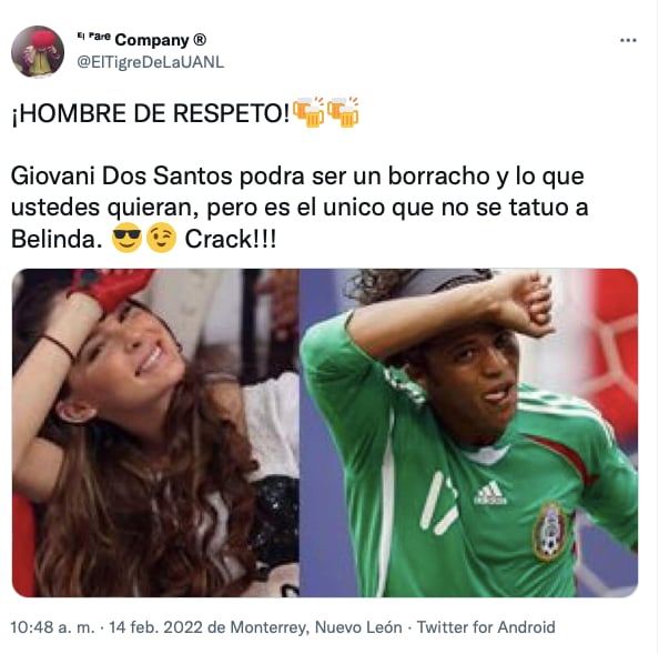 Recuerdan a Giovanni Dos Santos por ser el único novio de Belinda que no se la tatuó
