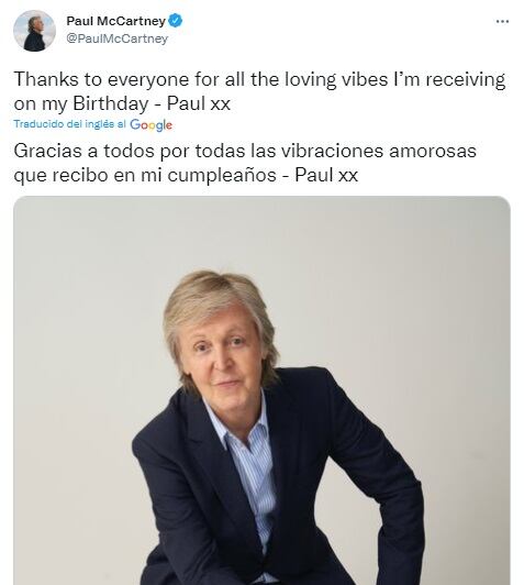 Tuit de Paul MacCartney