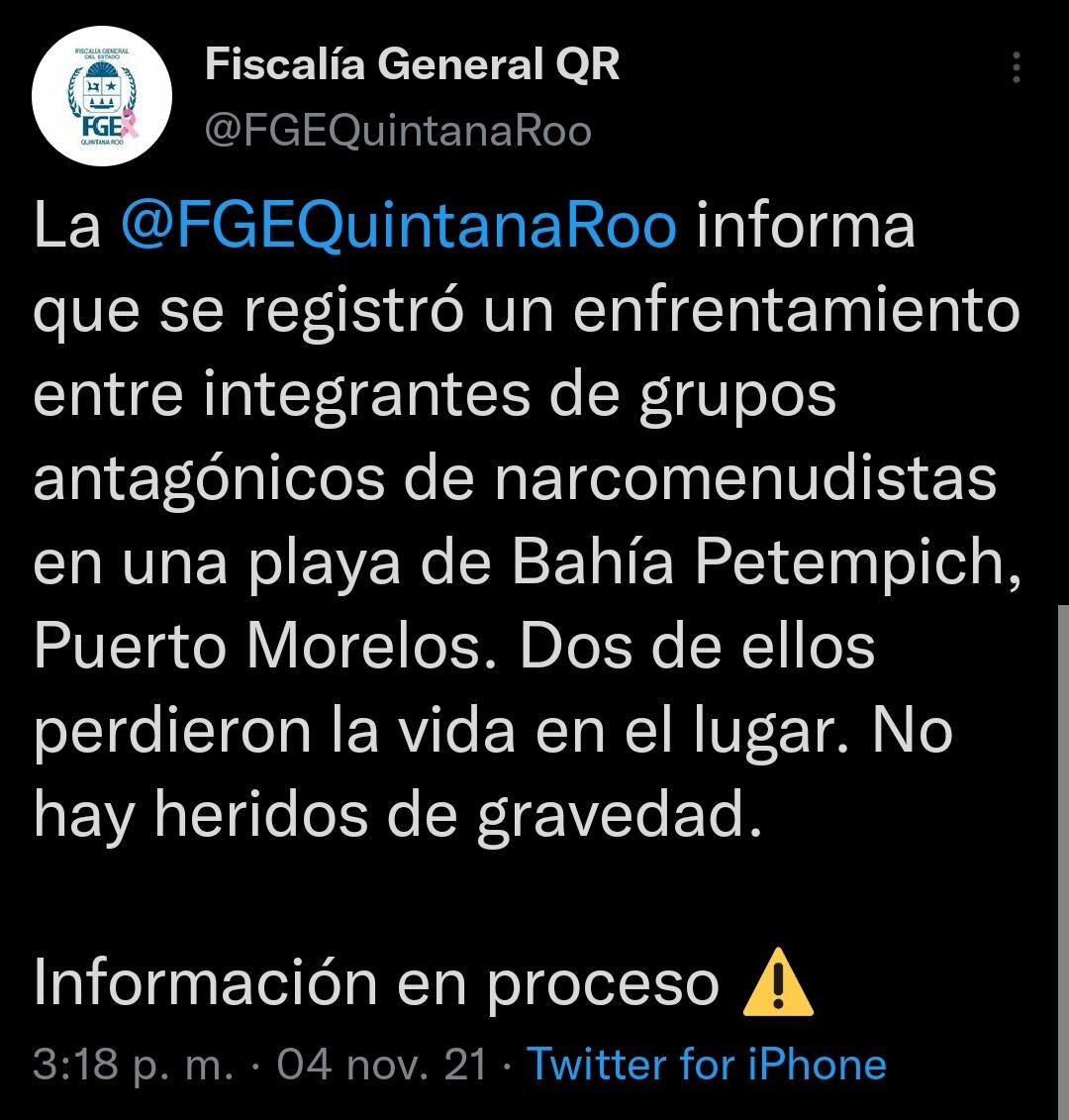 Balacera en Bahía Petempich