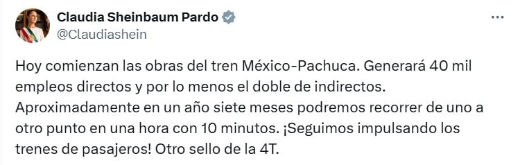 Tren México-Pachuca: Claudia Sheinbaum arranca obras