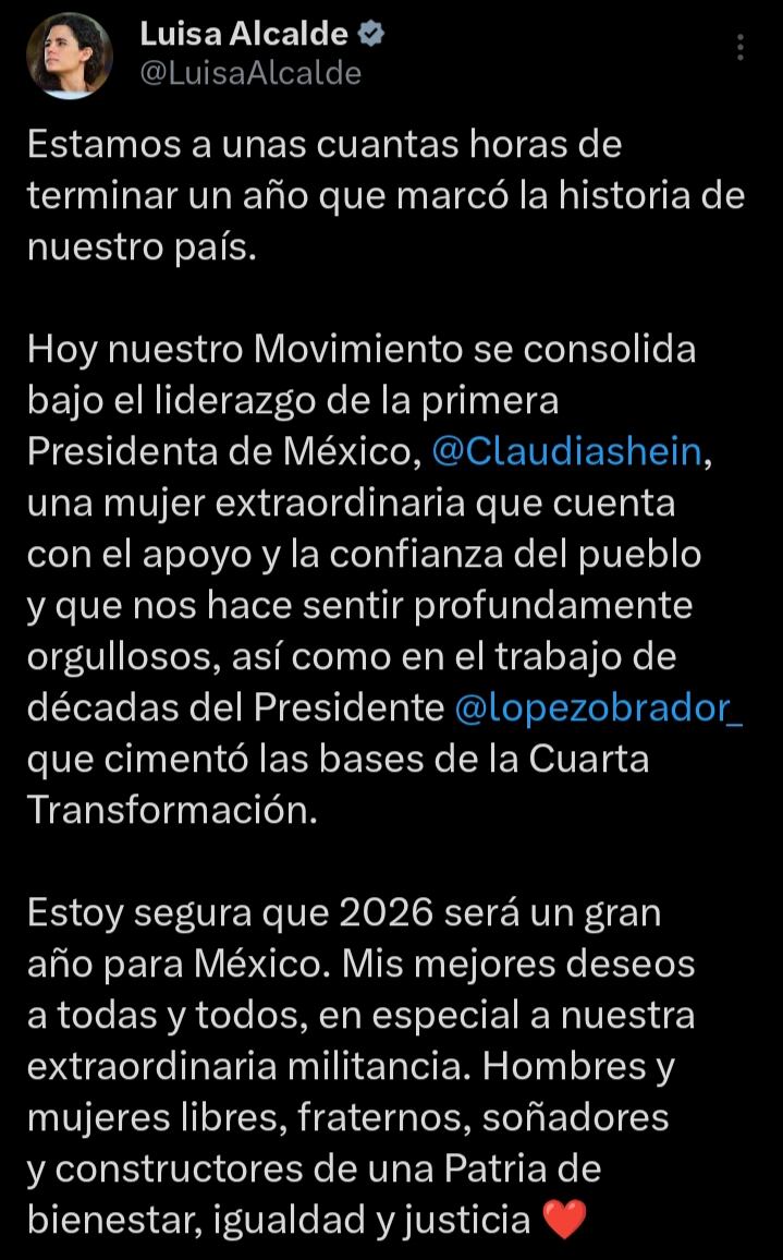 Mensaje de Año Nuevo de Luisa Alcalde