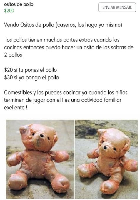 Vende oso hecho con pollo.