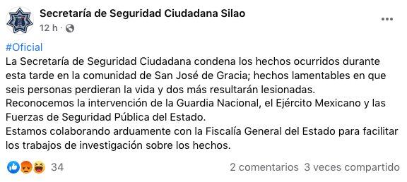 Mensaje de la policía de Silao