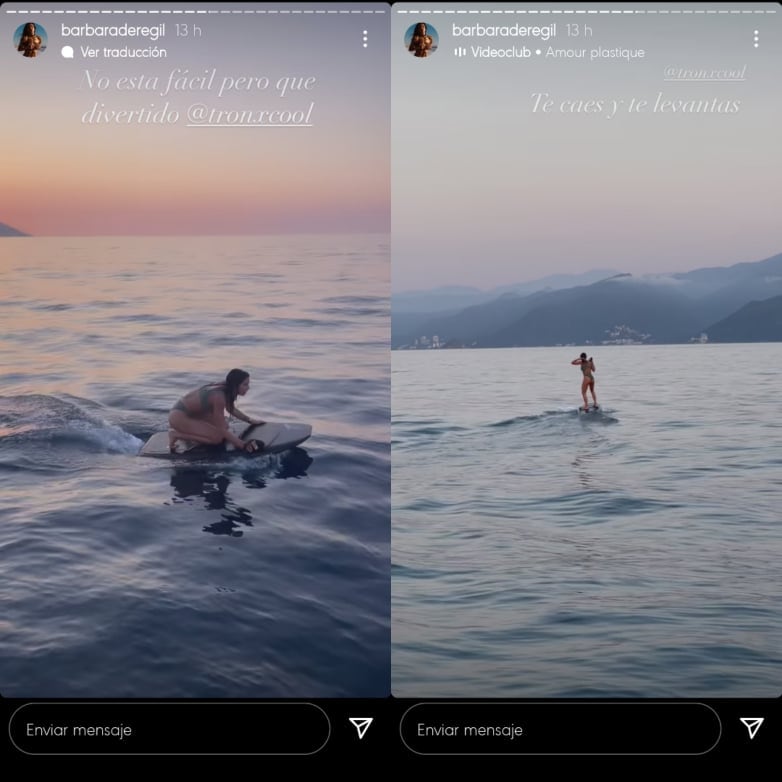 Bárbara de Regil se pone a surfear en Puerto Vallarta.