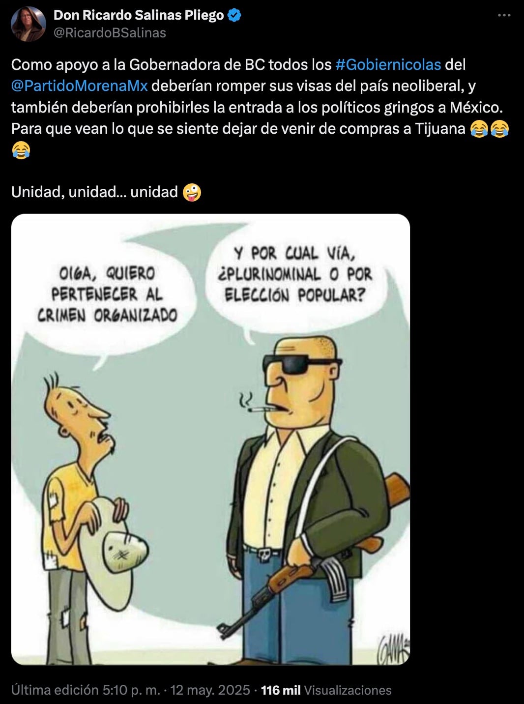 Ricardo Salinas Pliego llama a Morena a romper vínculos con Estados Unidos