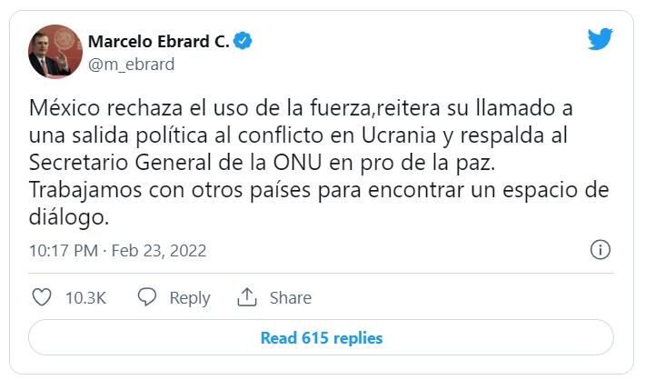 Tuit de Marcelo Ebrard