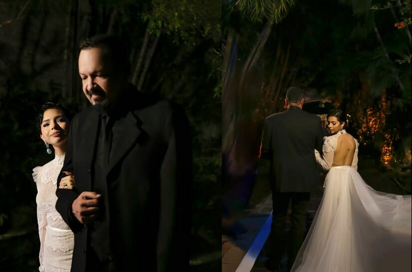 Ángela Aguilar y Pepe Aguilar en la boda de la cantante