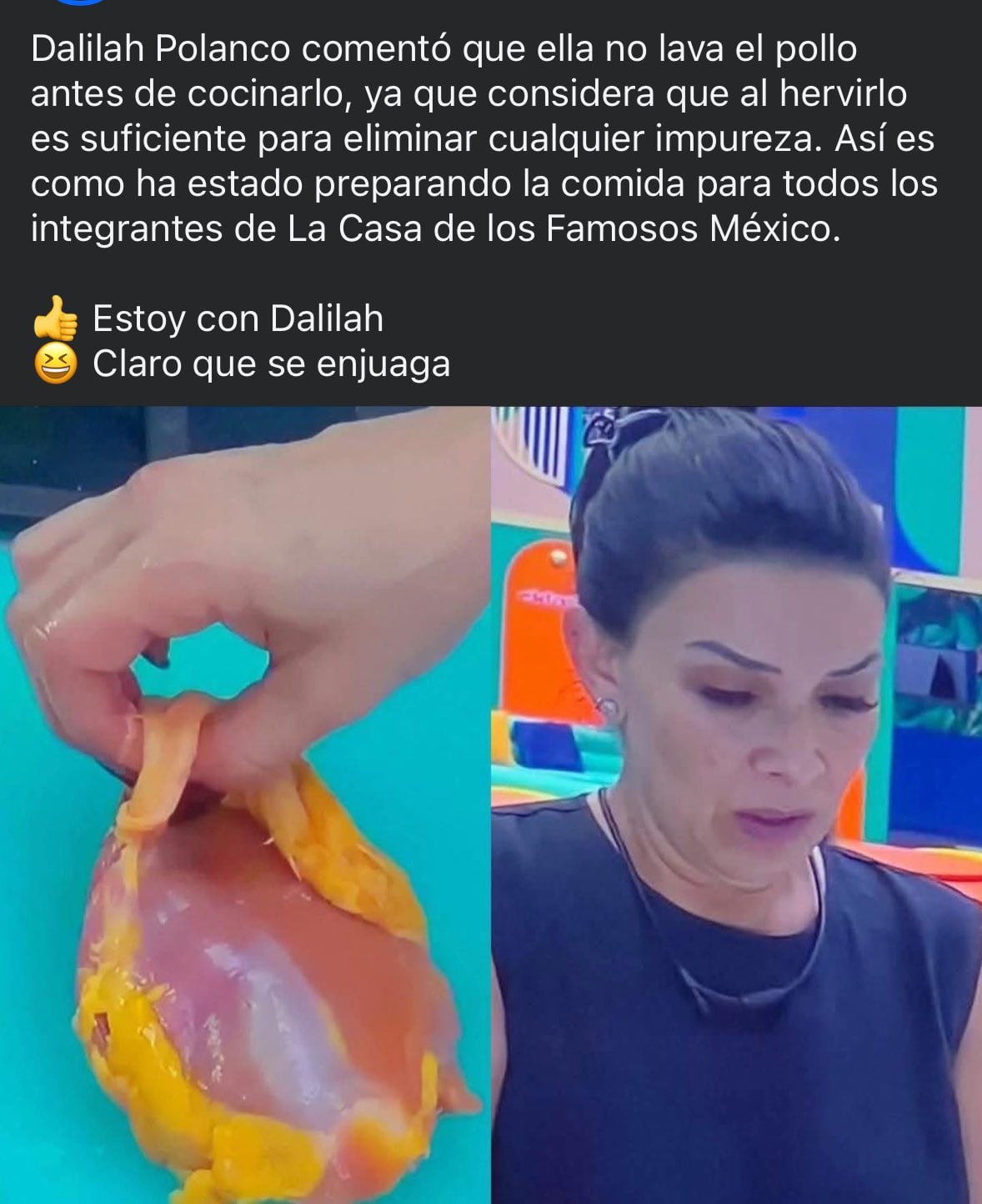 Dalilah Polanco abrió el debate sobre si lavar o no el pollo crudo