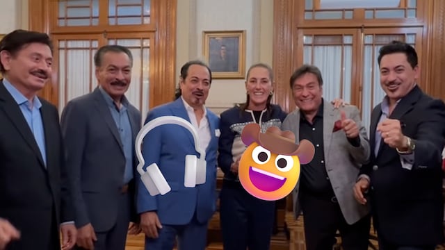 Los Tigres del Norte y Claudia Sheinbaum escuchan nueva canción en Palacio Nacional