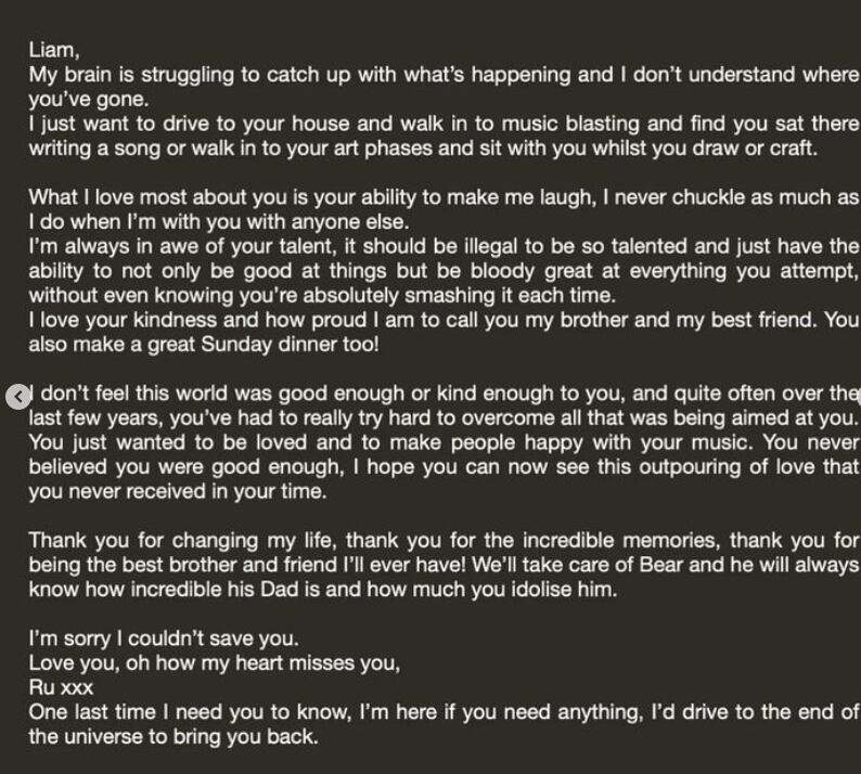 Ruth Gibbons se despidió de su hermano Liam Payne