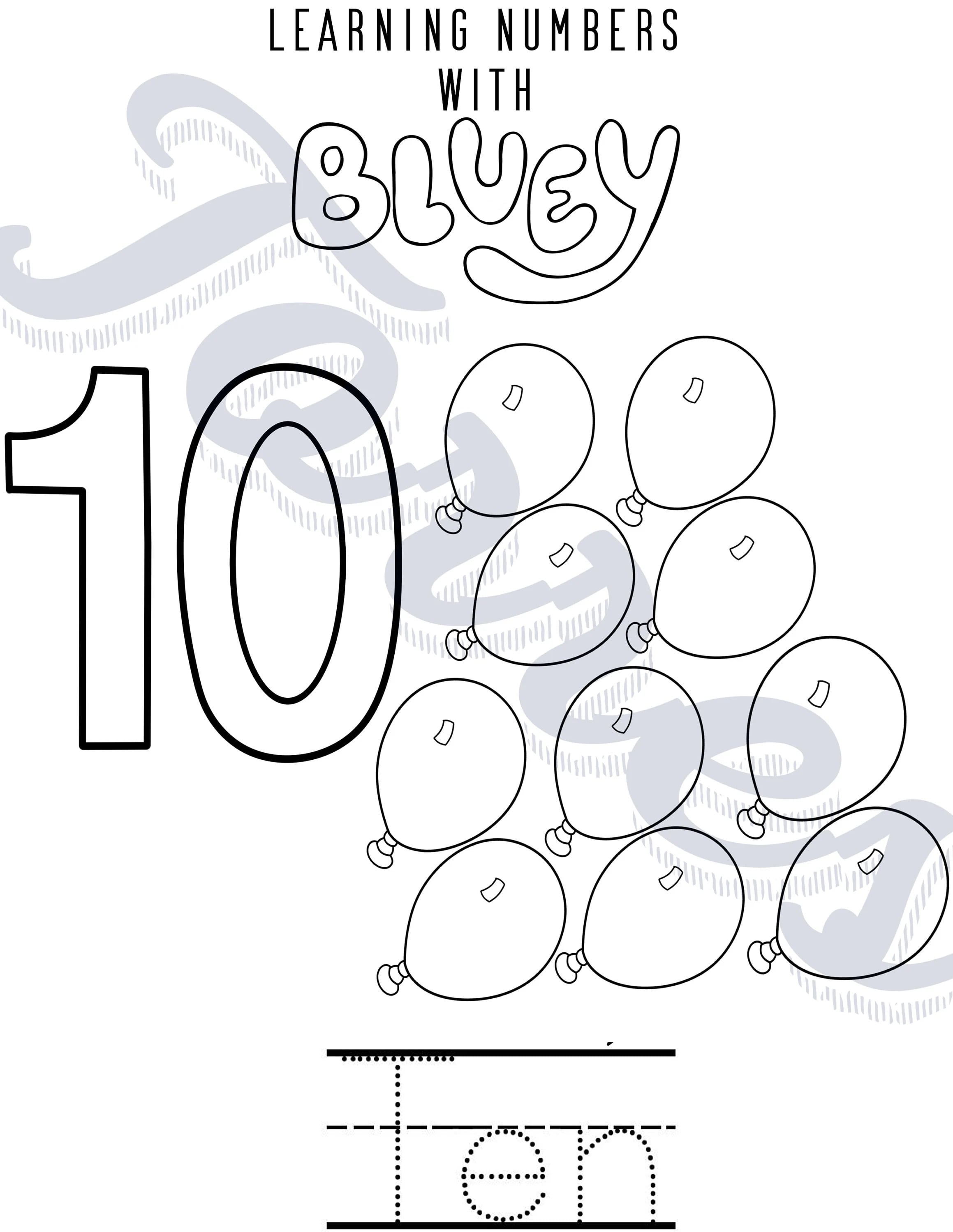 Dibujos de Bluey para aprender a contar