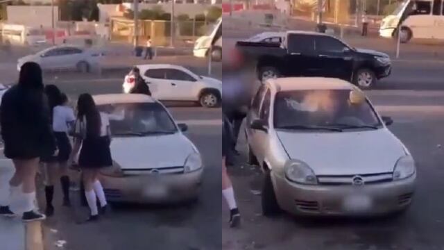 VIDEO: Estudiantes captan a acosador y apedrean su automóvil en Culiacán