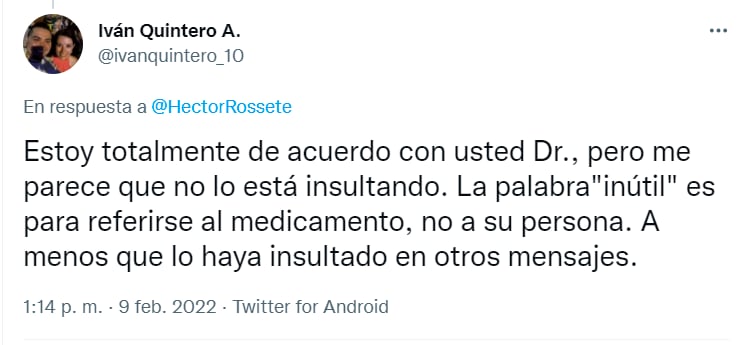 Usuario defiende a Esteban Arce